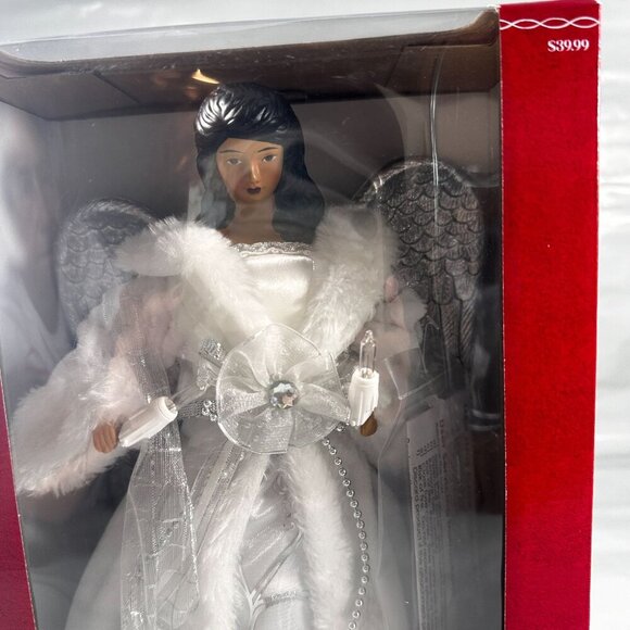 Ashland Christmas Angel Lighted Tree Topper Silver Wings White Gown Cord - Picture 7 of 16